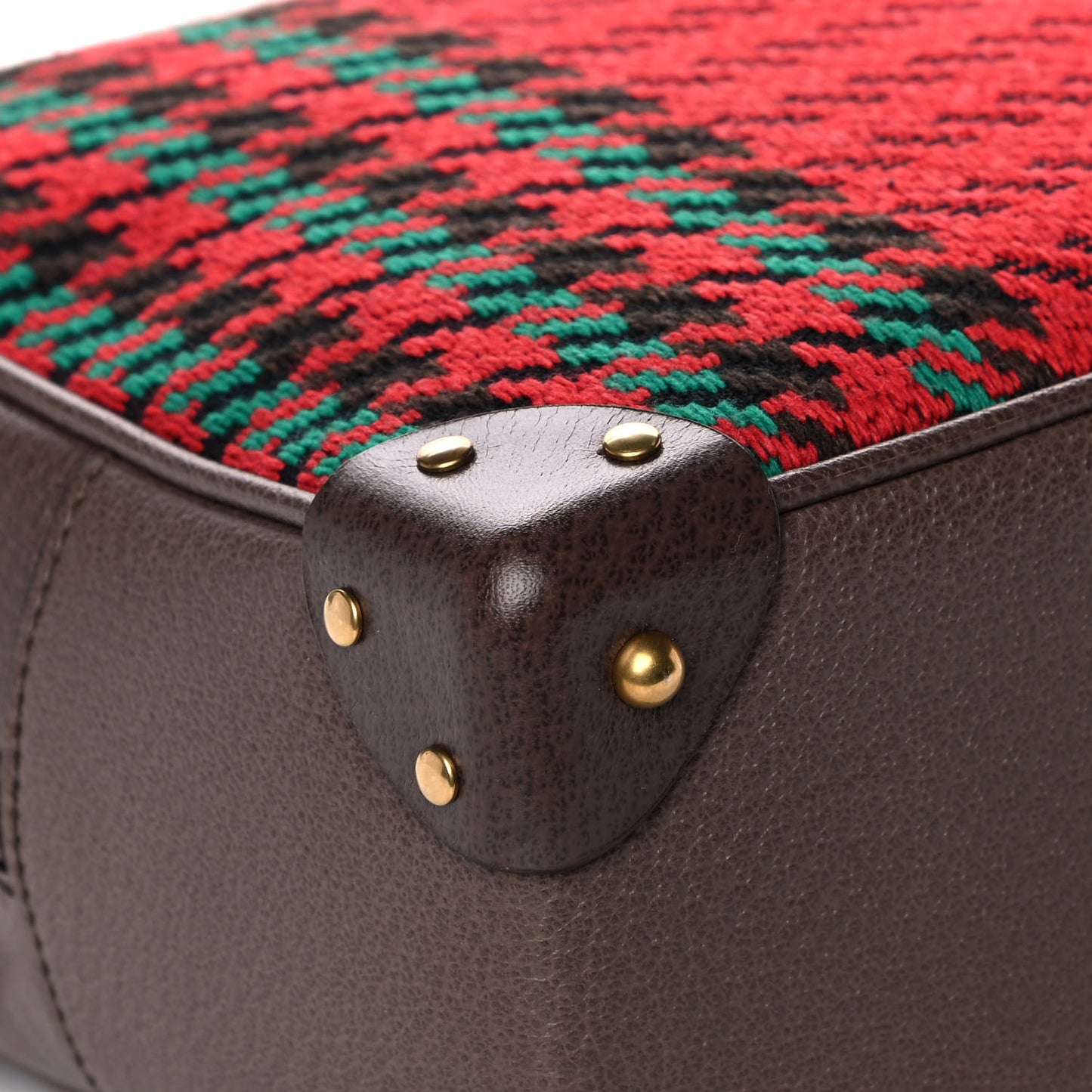 Cotton Wool Textured Calfskin Houndstooth Woven Square Messenger Bag Red Green Ivory Multicolor New Acero