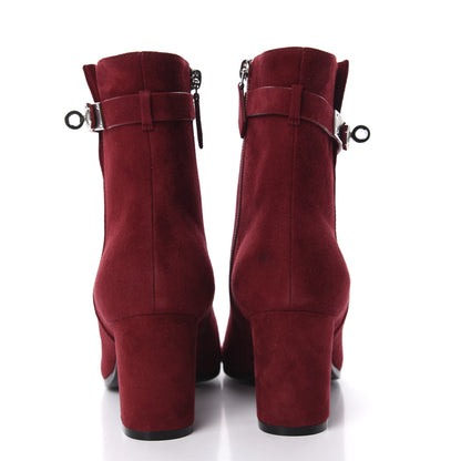 Hermes Suede Goatskin Saint Germain Ankle Boots 37.5 Orange Solaire 6 of 13