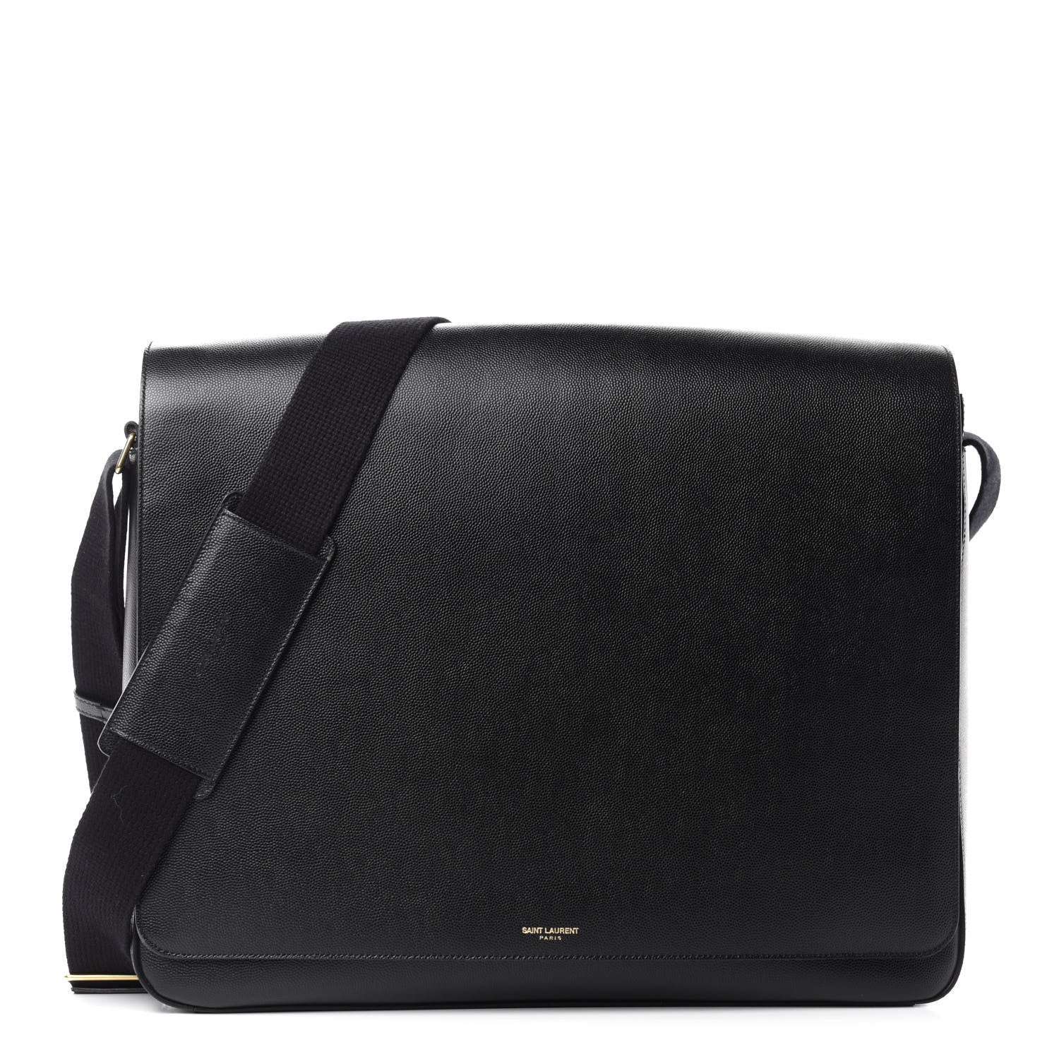 Saint Laurent Grain De Poudre Classic Flap Front Messenger Bag Black 1 of 12