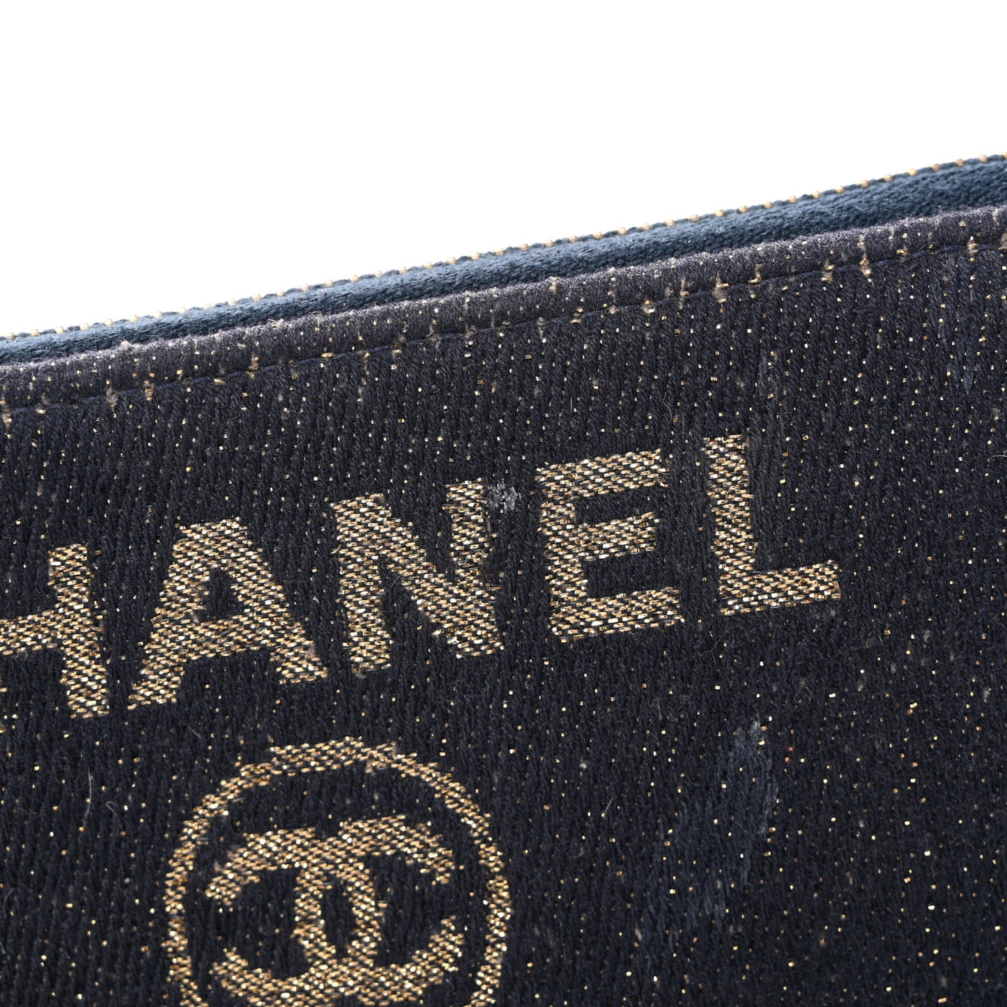 Lurex Canvas Deauville Cosmetic Pouch Navy Blue Gold