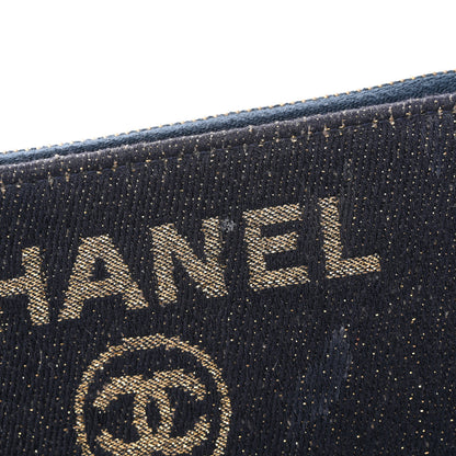 Chanel Lurex Canvas Deauville Cosmetic Pouch Navy Blue Gold 12 of 12