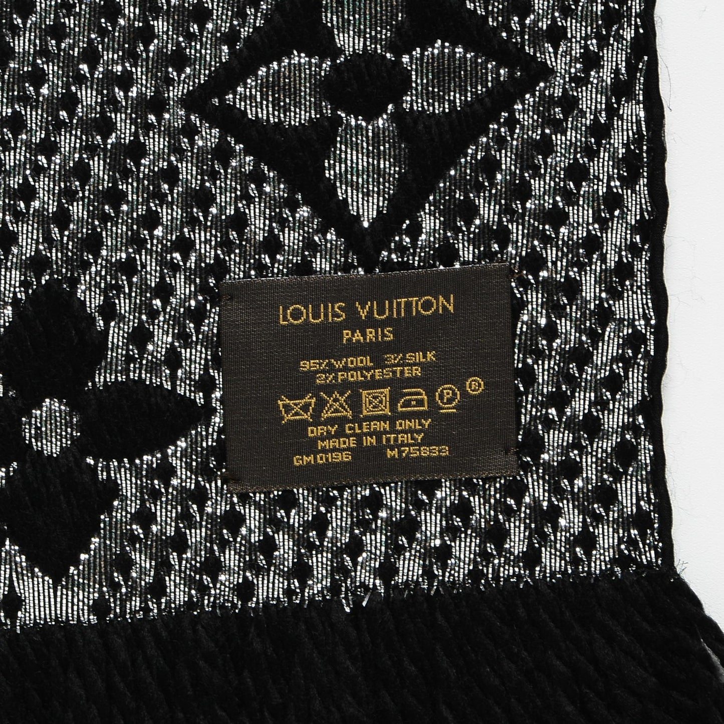 Wool Silk Logomania Shine Scarf Black