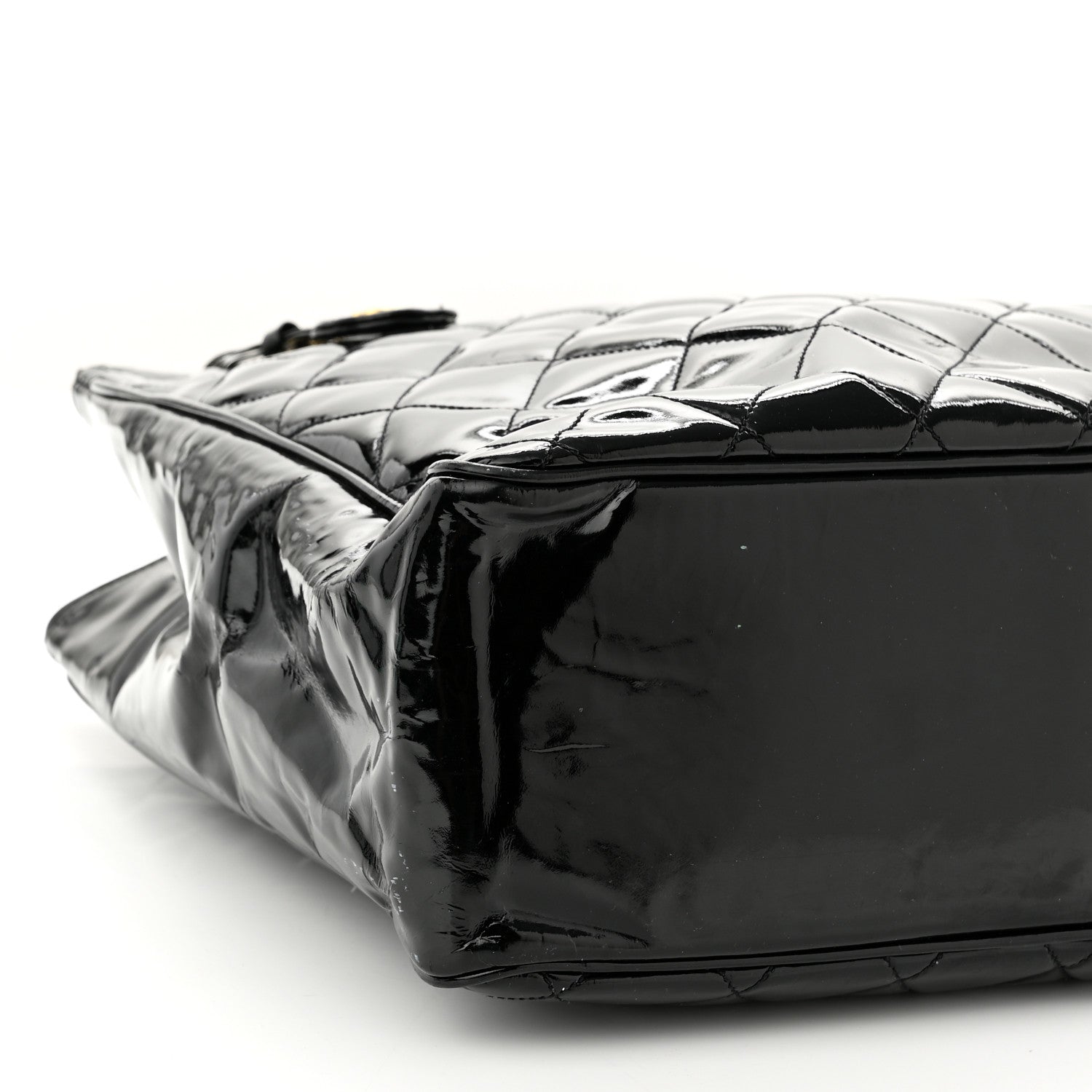 Chanel Patent Quilted CC Shoulder Bag Black 10 of 11