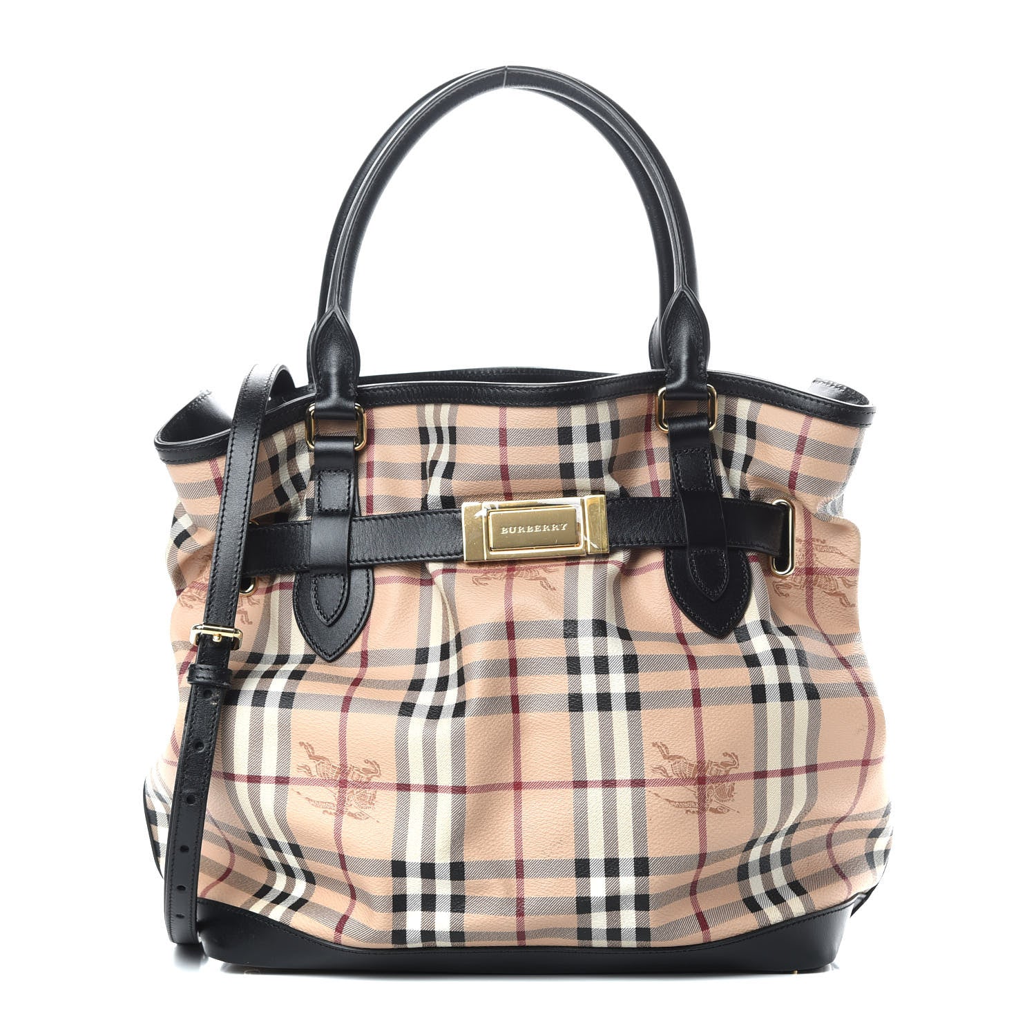 Burberry Haymarket Check Medium Golderton Tote Black 1 of 11