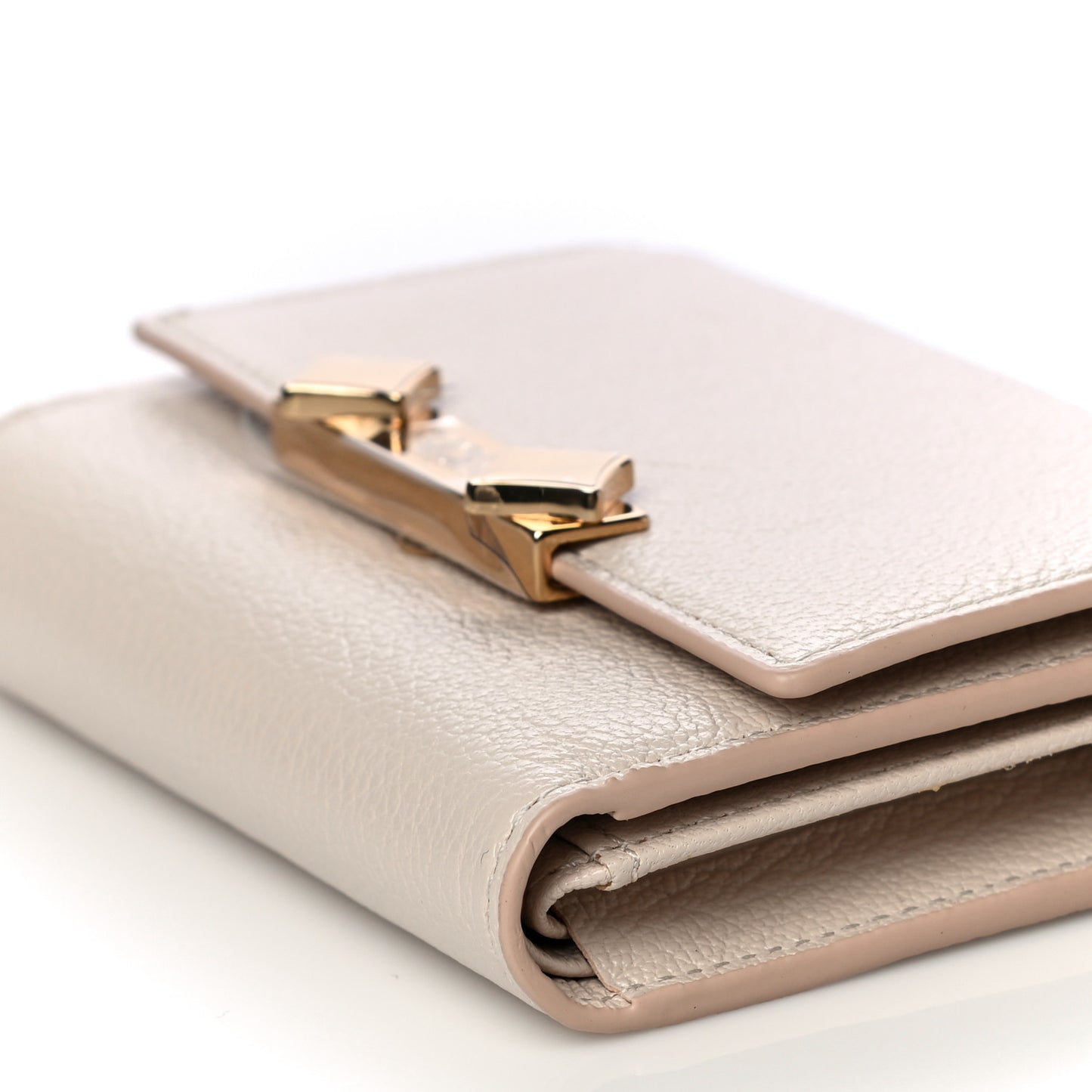 Goatskin Milano Tri-Fold Wallet Beige