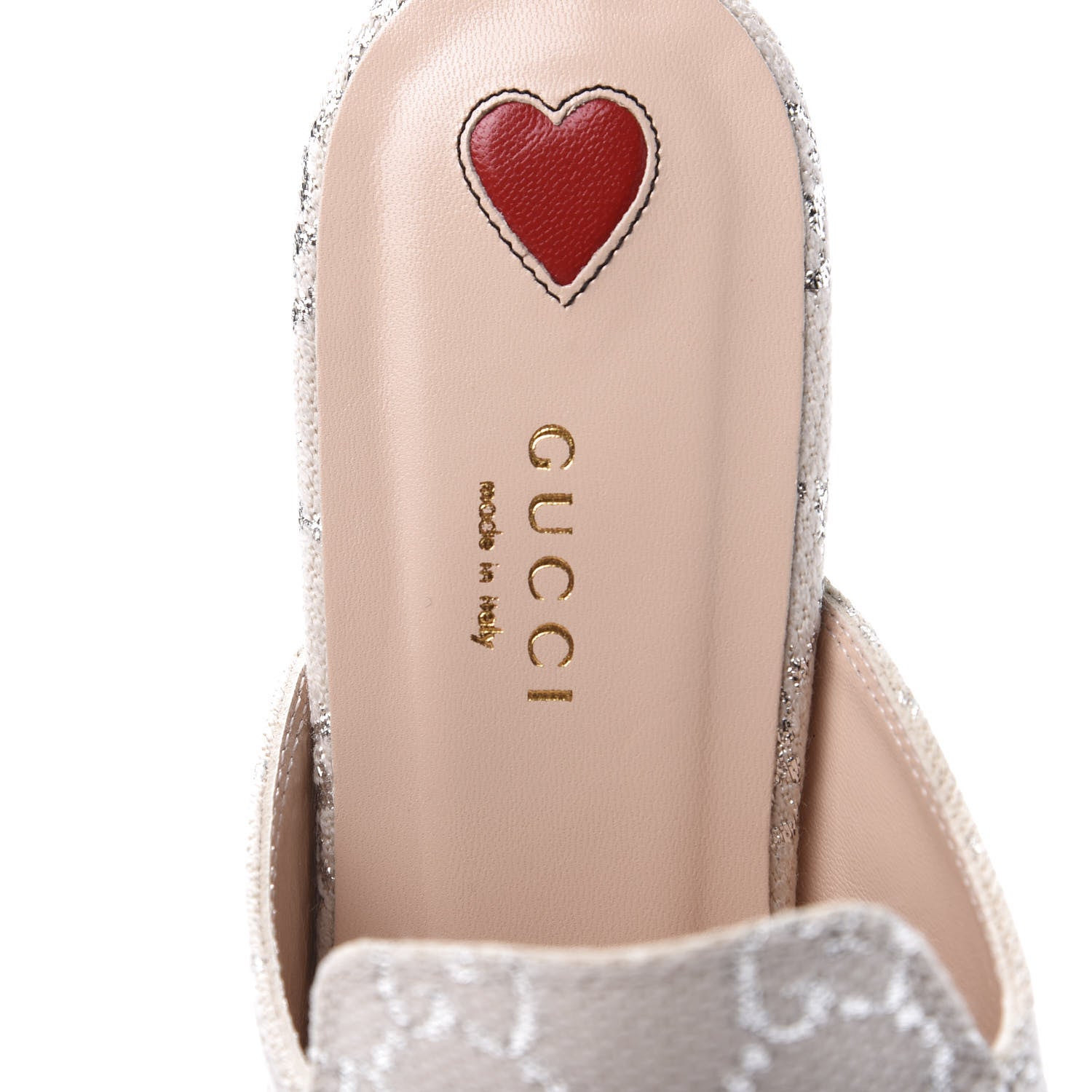 Gucci Canvas Lame GG Monogram Womens Princetown Slippers 39 Gardenia Silver 7 of 10