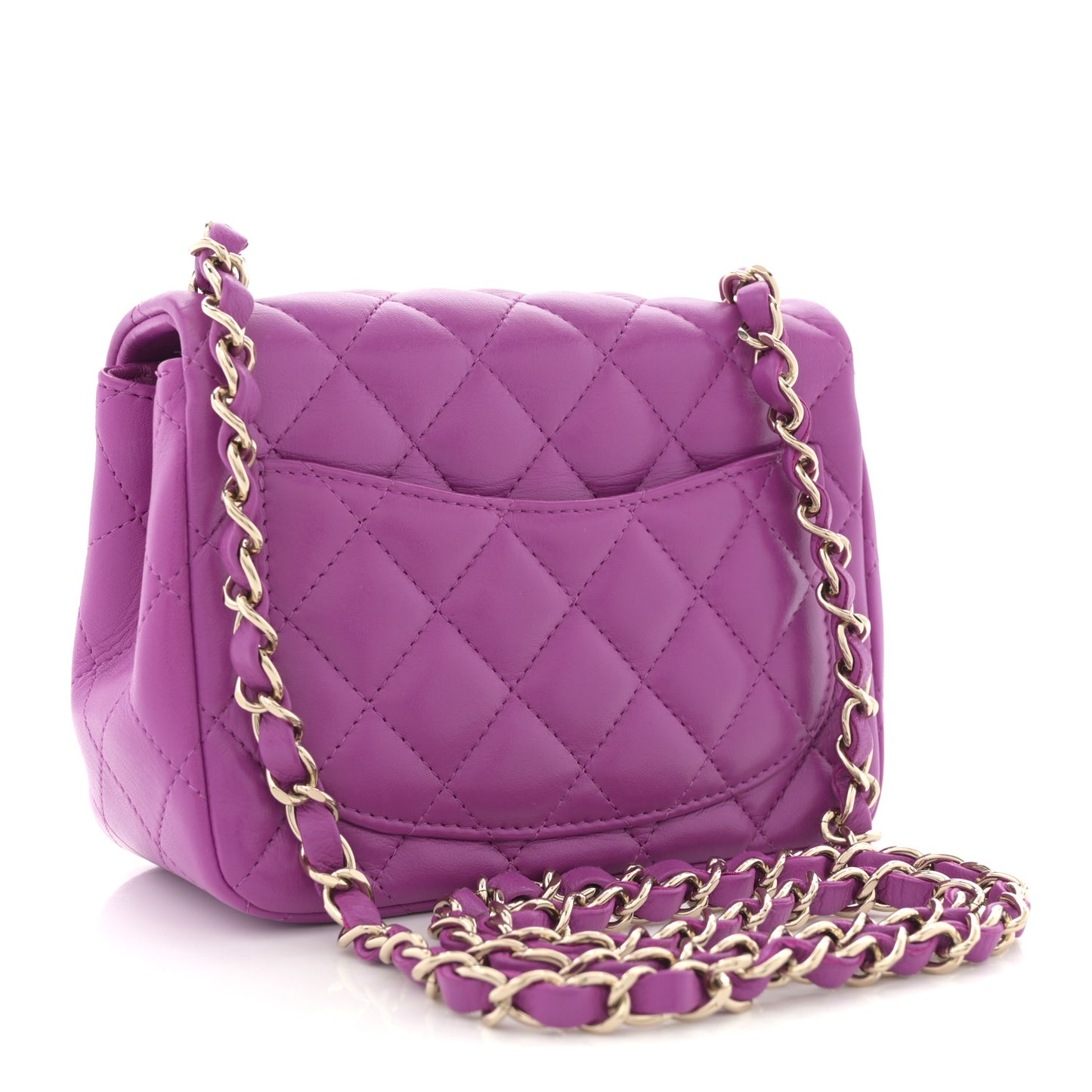 Lambskin Quilted Mini Square Flap Purple