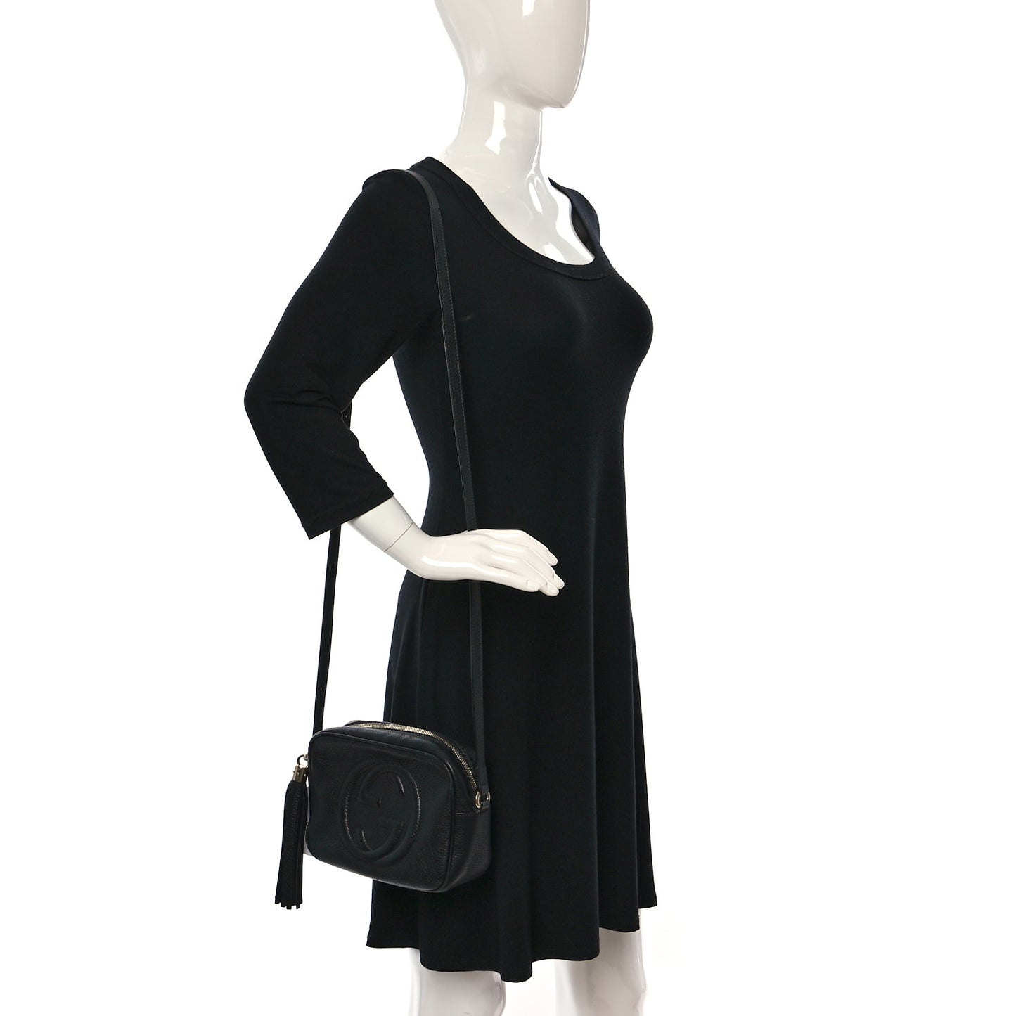 Pebbled Calfskin Small Soho Disco Bag Black