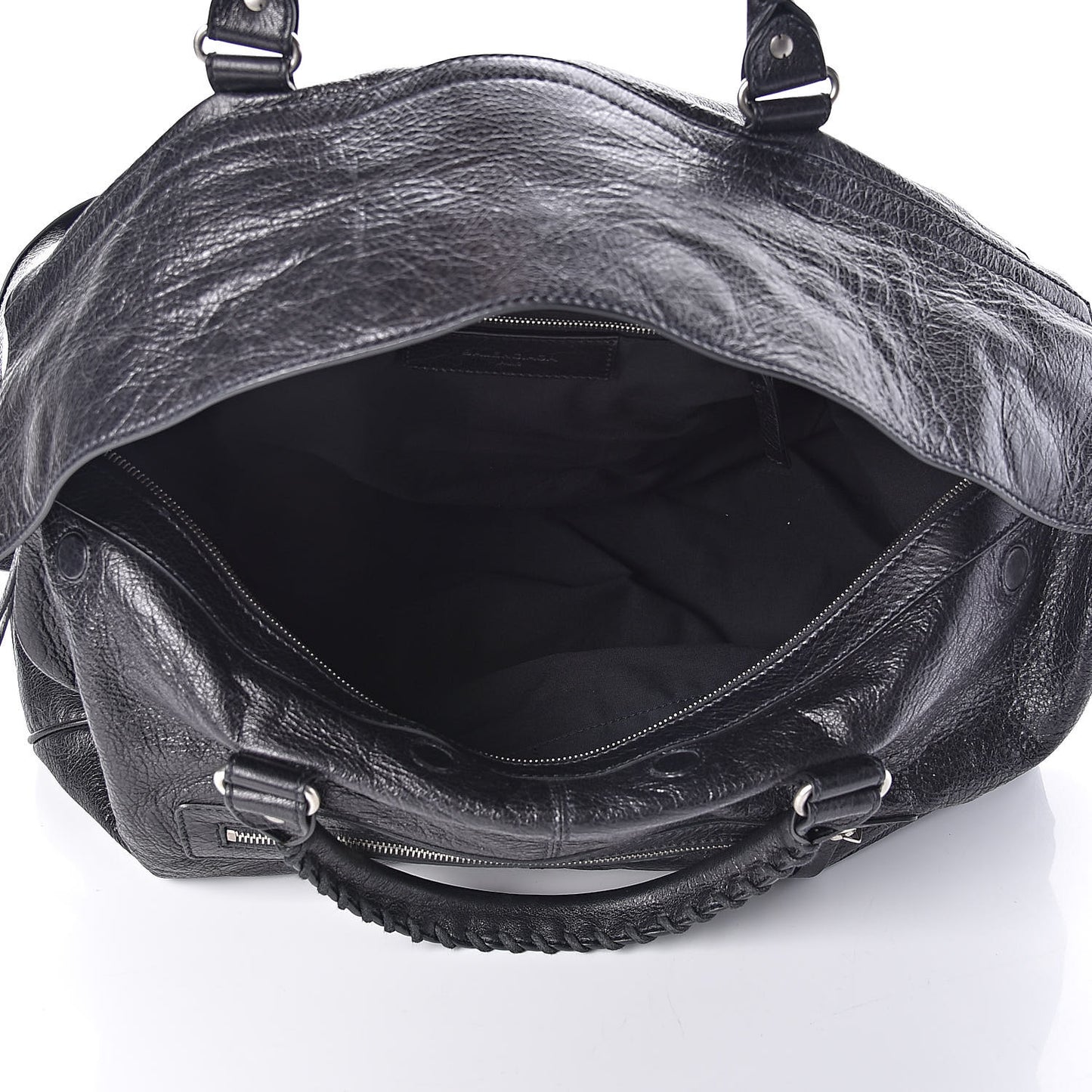 Agneau Classic Silver Hardware S Squash Boston Black