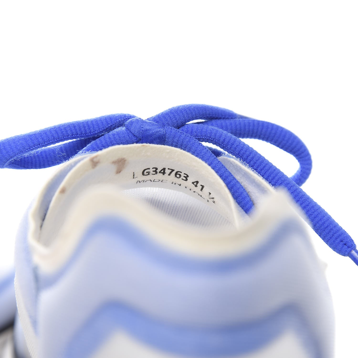 Chanel Calfskin Mesh Lycra Womens Logo Sneakers 41.5 White Blue 7 of 10