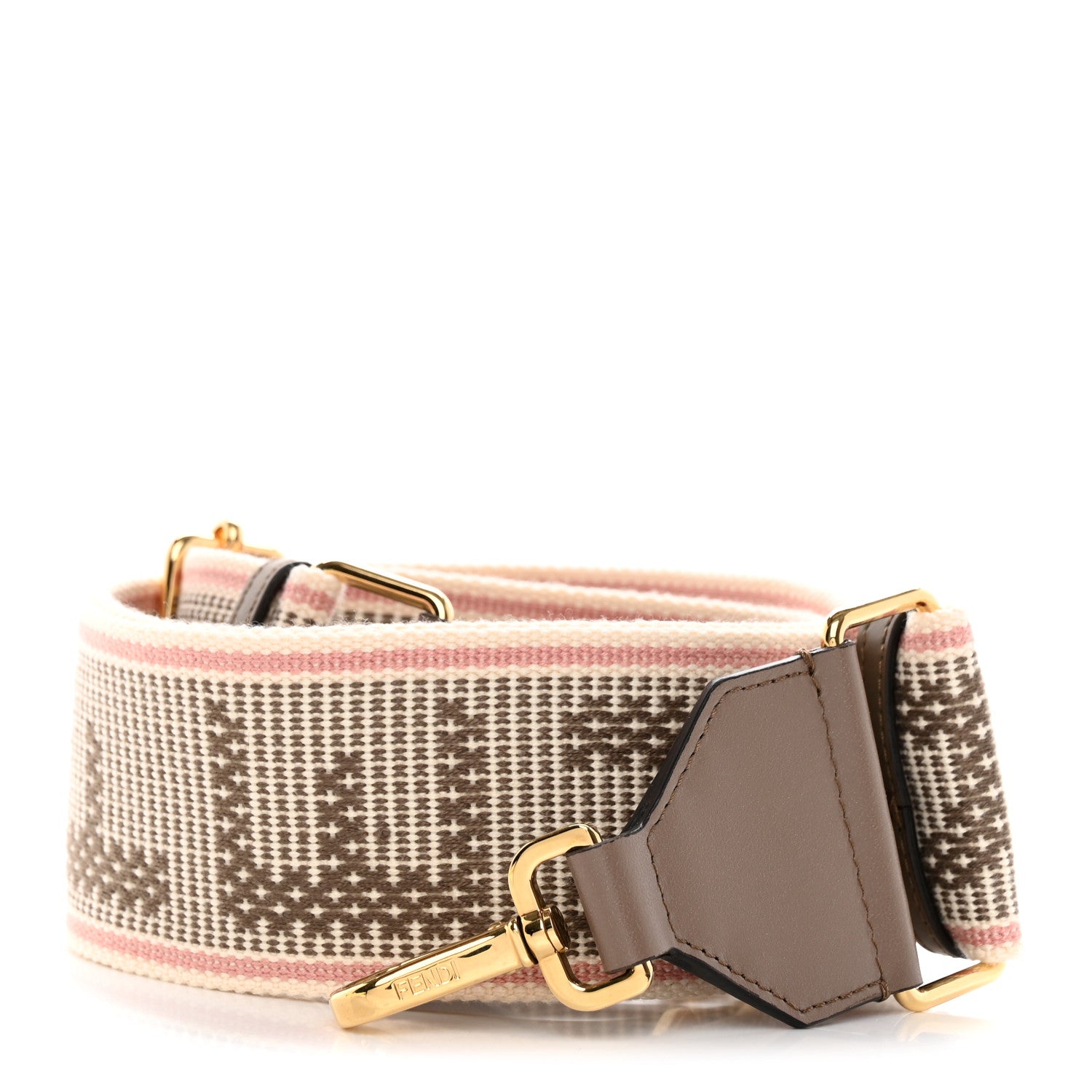 Fendi Cannete Ribbon Poly Vitello King Logo Adjustable Strap You Pergamena Acquerello Tartufo 1 of 4