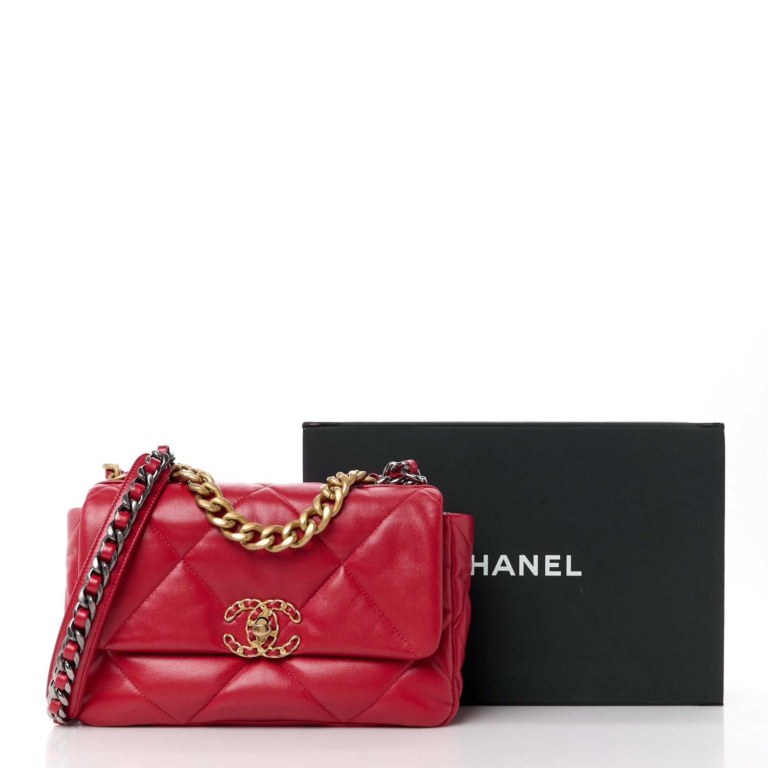 Chanel Goatskin Quilted Medium Chanel 19 Flap Red 11 of 11