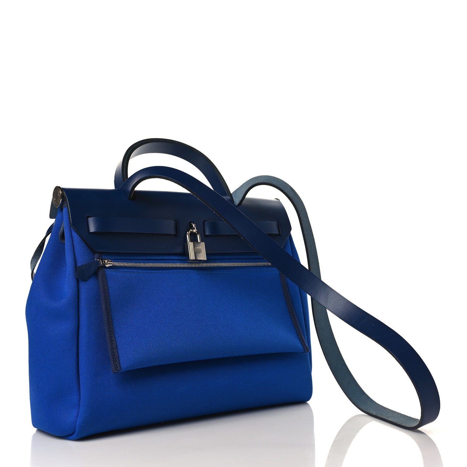 Hermes Toile Militaire Vache Hunter Herbag Zip Retourne 31 PM Bleu Electrique Bleu Saphir 4 of 13