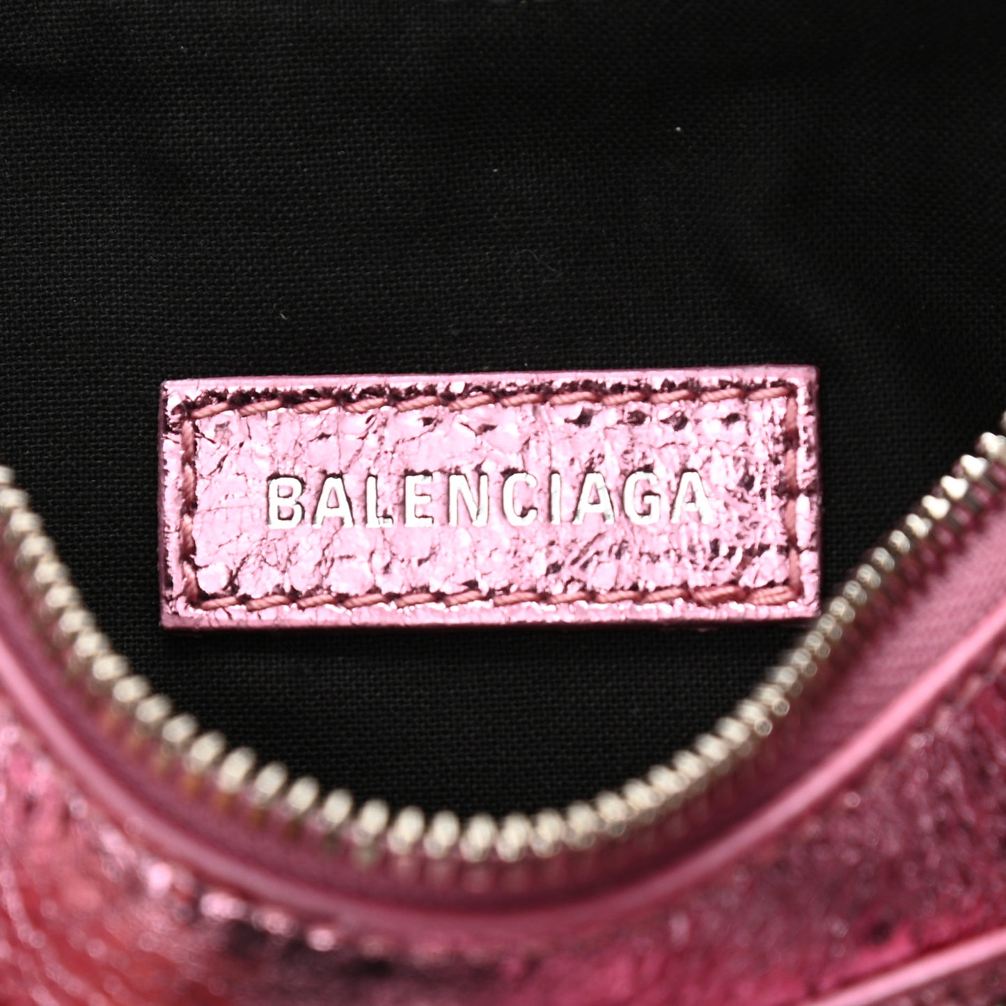 Metallic Agneau Arena Crystal Le Cagole Shoulder Bag XS Met Pink