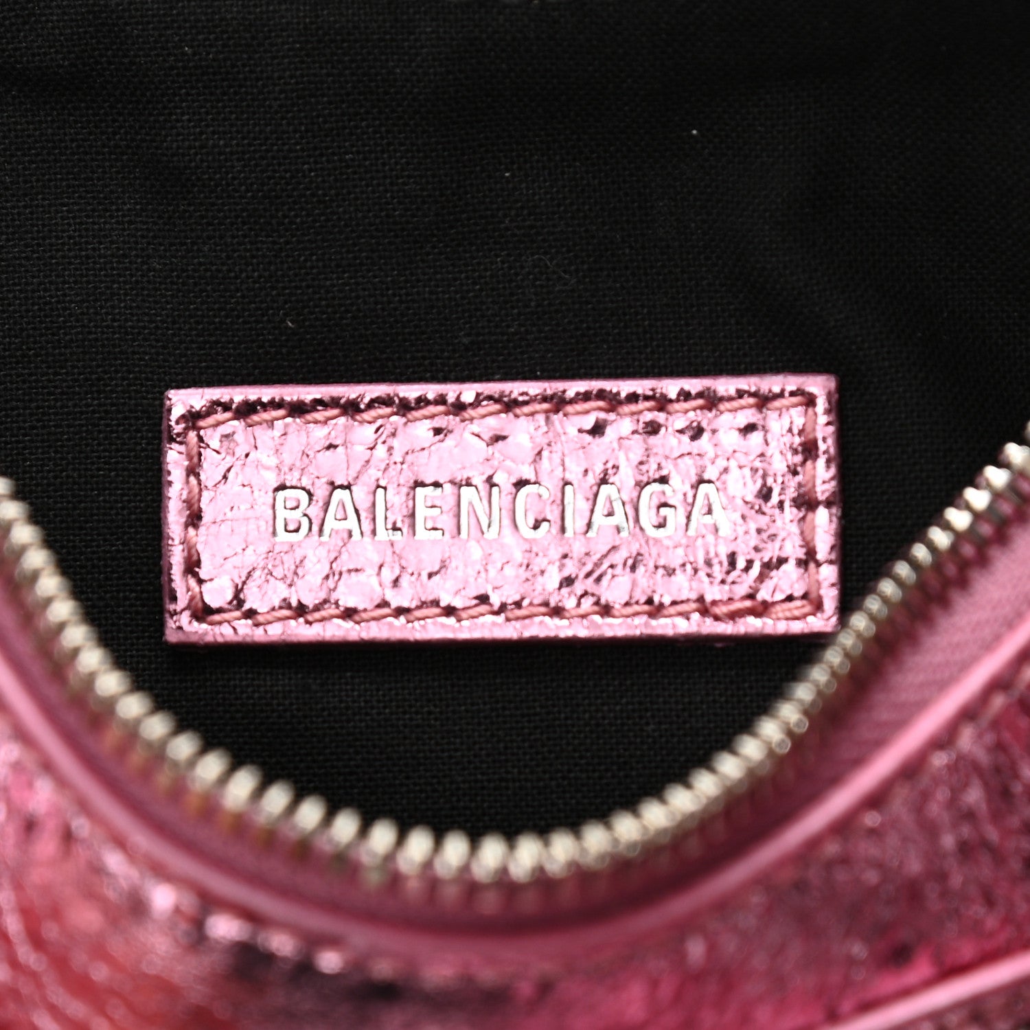 Balenciaga Metallic Agneau Arena Crystal Le Cagole Shoulder Bag XS Met Pink 6 of 10