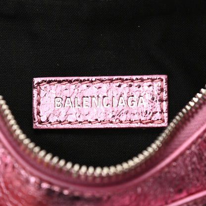 Balenciaga Metallic Agneau Arena Crystal Le Cagole Shoulder Bag XS Met Pink 6 of 10