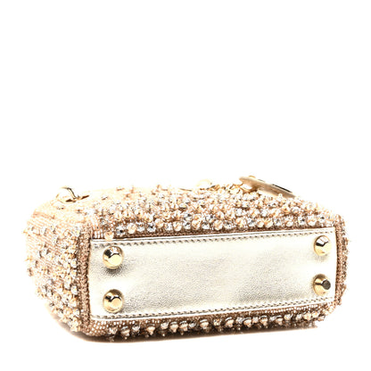 Christian Dior Metallic Lambskin Crystal Beaded Embroidered Micro Lady Dior Gold 4 of 11