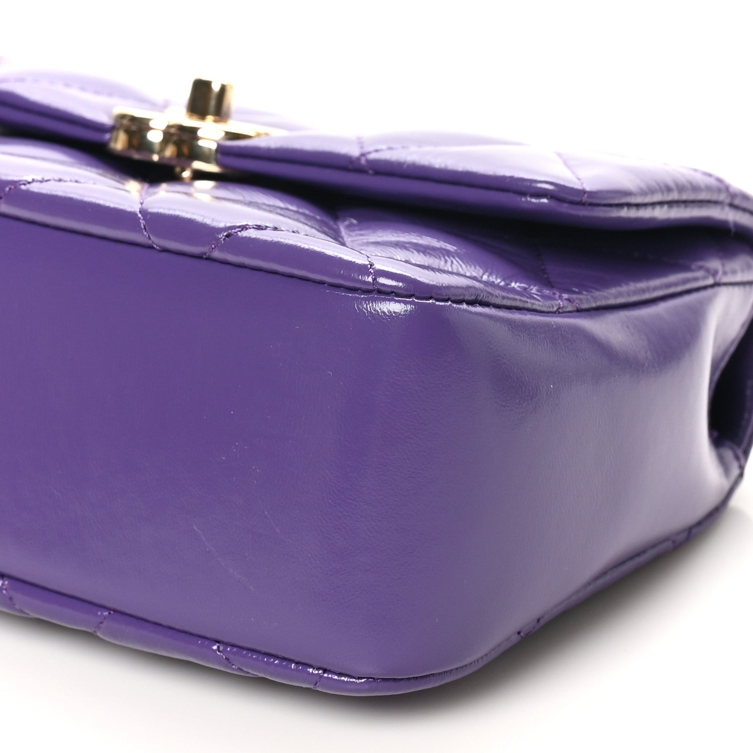 Chanel Shiny Lambskin Quilted Mini Coco Trip Flap Bag Purple 10 of 11