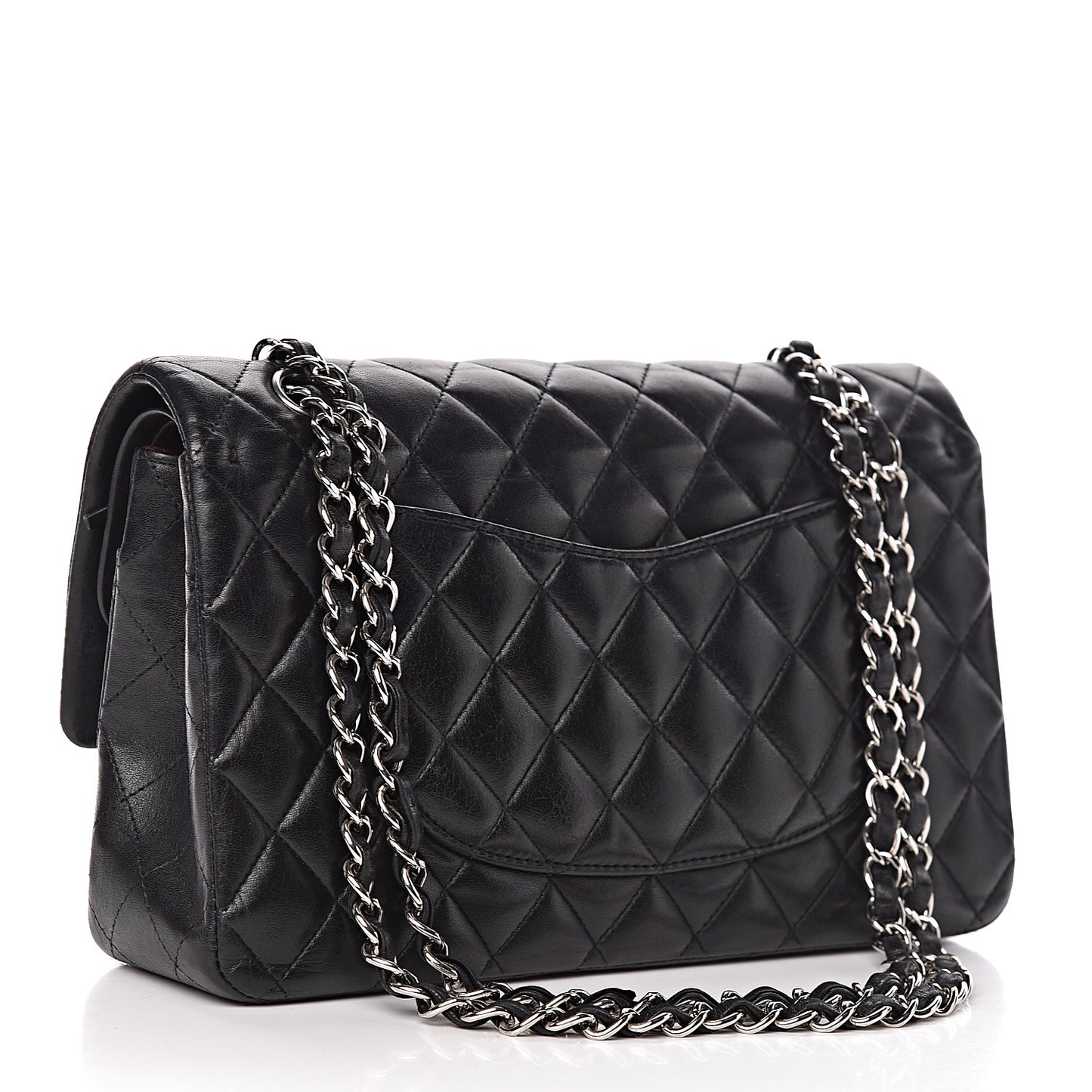 Lambskin Quilted Medium Double Flap Black