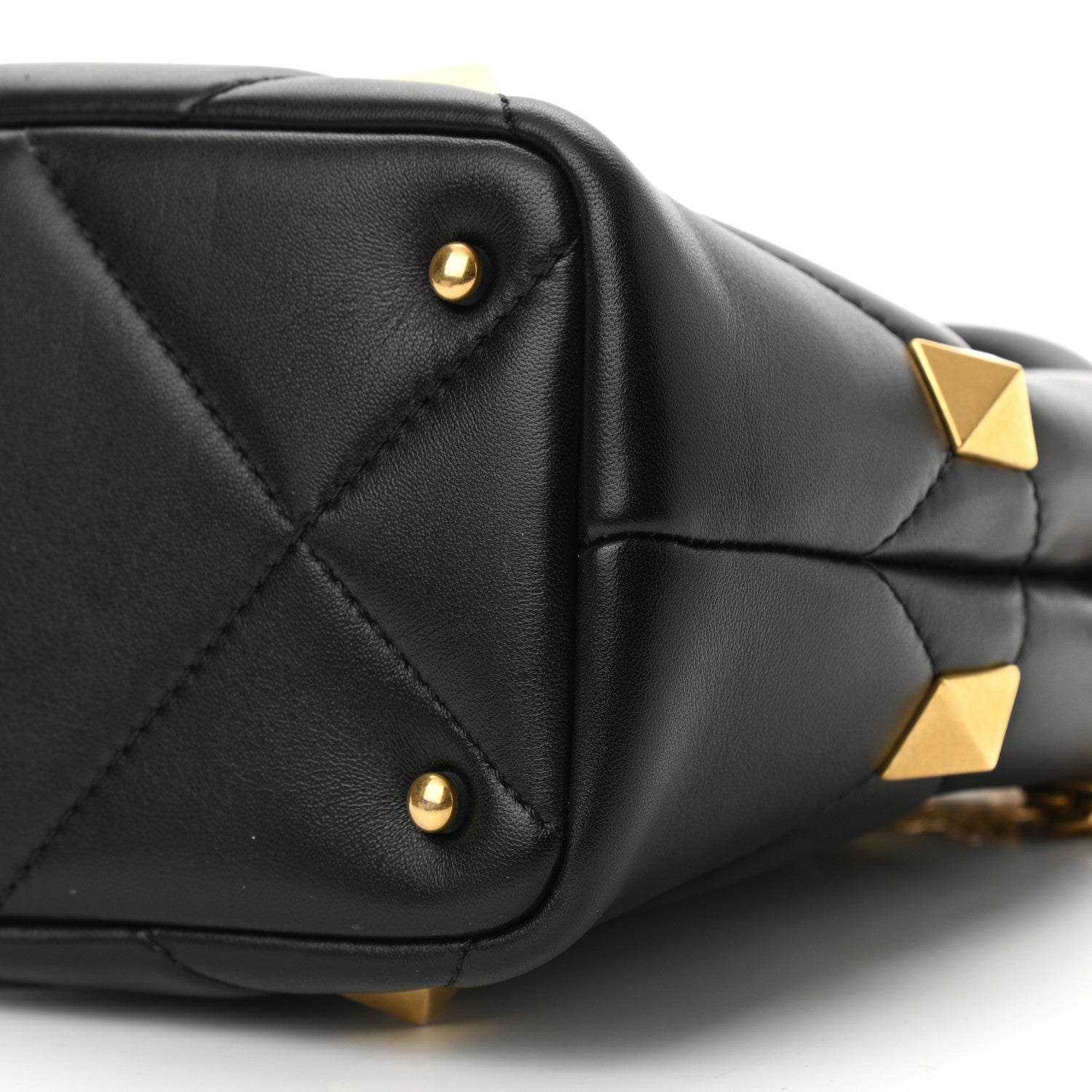 Valentino Garavani Nappa Small Roman Stud The Handle Bag Black 9 of 9