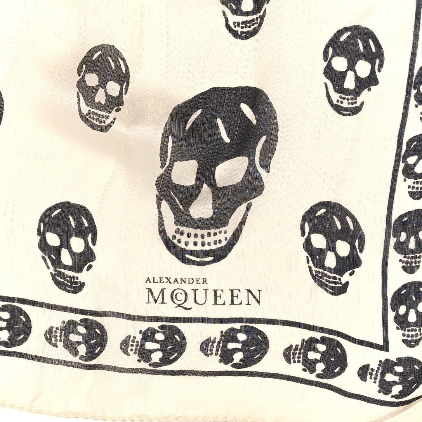 Silk Chiffon Skull Scarf Ivory Black