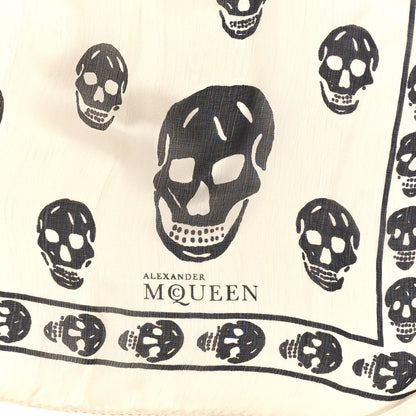 Alexander McQueen Silk Chiffon Skull Scarf Ivory Black 2 of 3