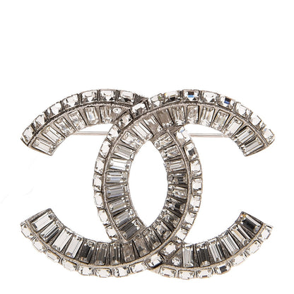 Chanel Baguette Crystal CC Brooch Silver 3 of 5