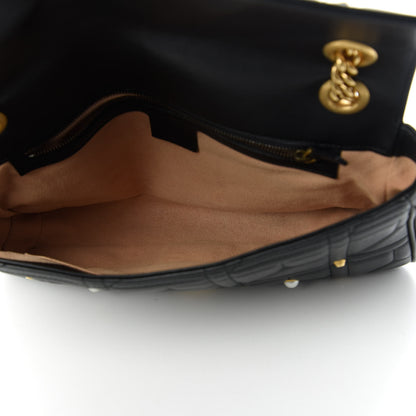Gucci Calfskin Matelasse Studded Medium Pearly GG Marmont Shoulder Bag Black 5 of 13
