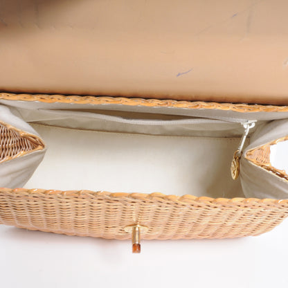 Chanel Straw Bag Tortoise CC Lock 5 of 10