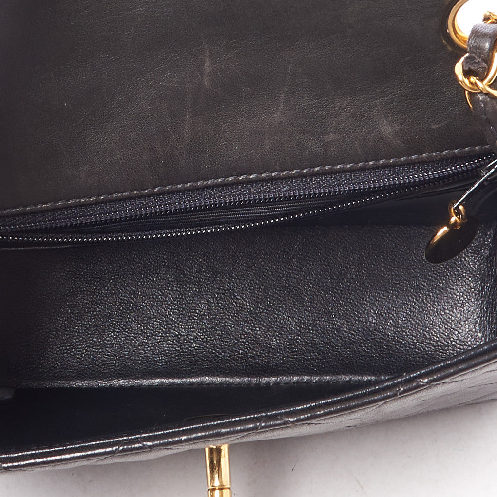 Lambskin Quilted Mini Square Flap Black