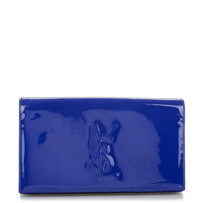Saint Laurent Patent Calfskin Monogram Large Belle De Jour Clutch Royal Blue 1 of 7