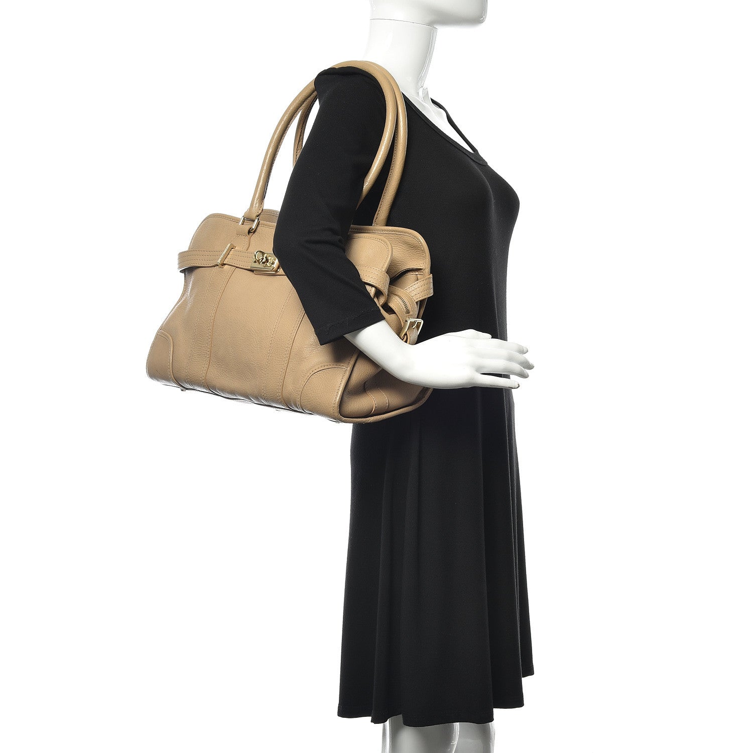 Burberry Grainy Calfskin Top Handle Bag Beige 2 of 19