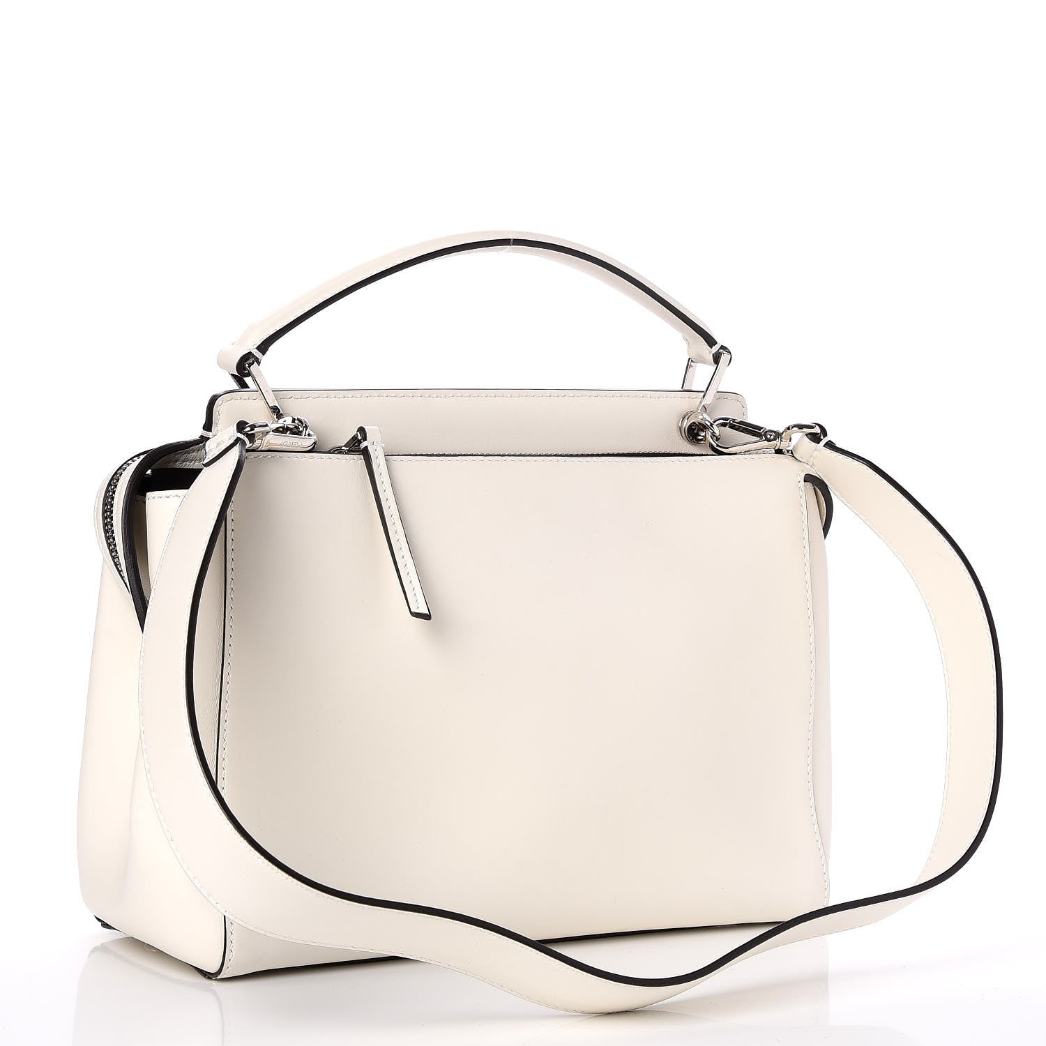 Fendi Vitello Baltico Dolce Shiny Nappa Lace Up DotCom Satchel White Parrot 3 of 7