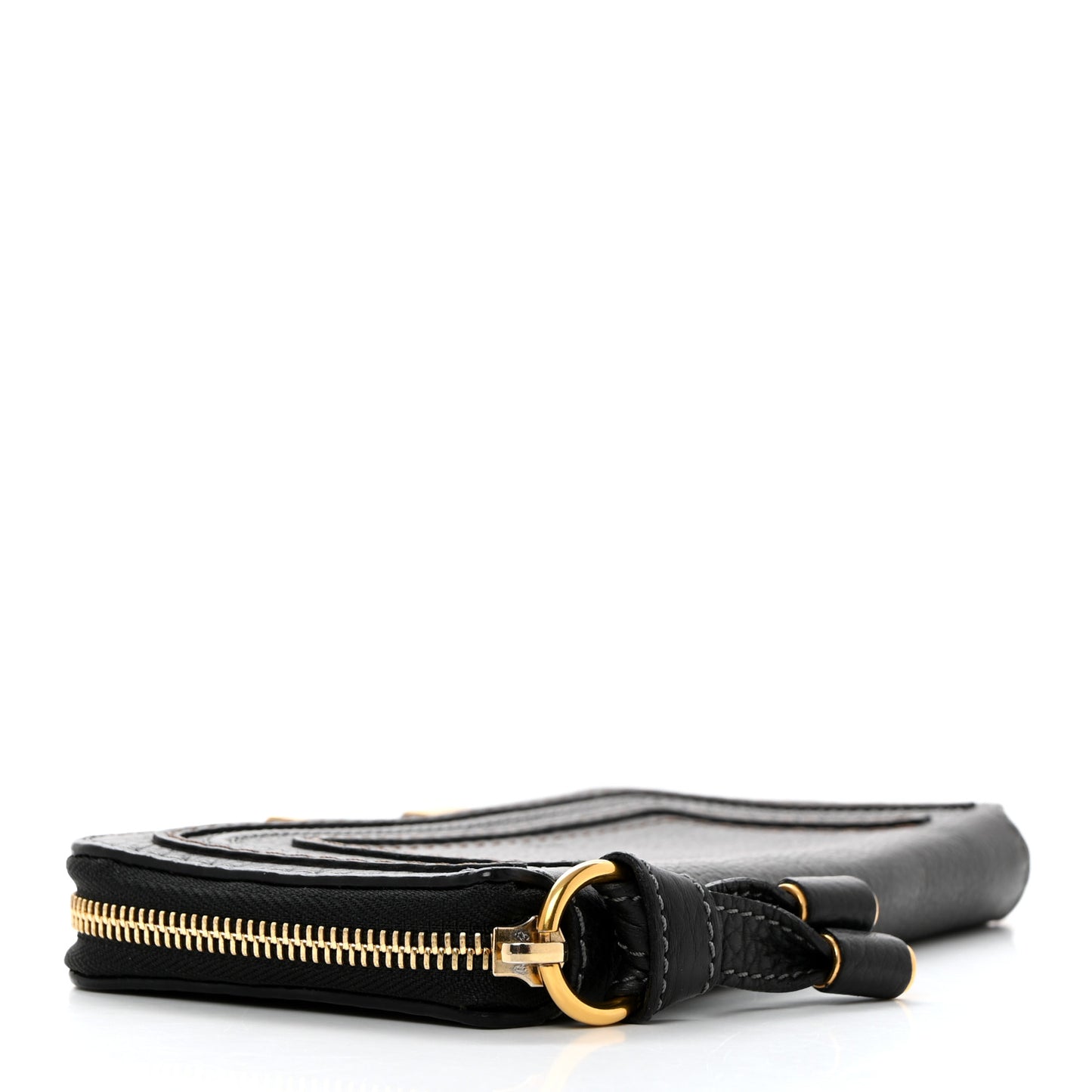 Grained Calfskin Marcie Long Zip Around Wallet Black