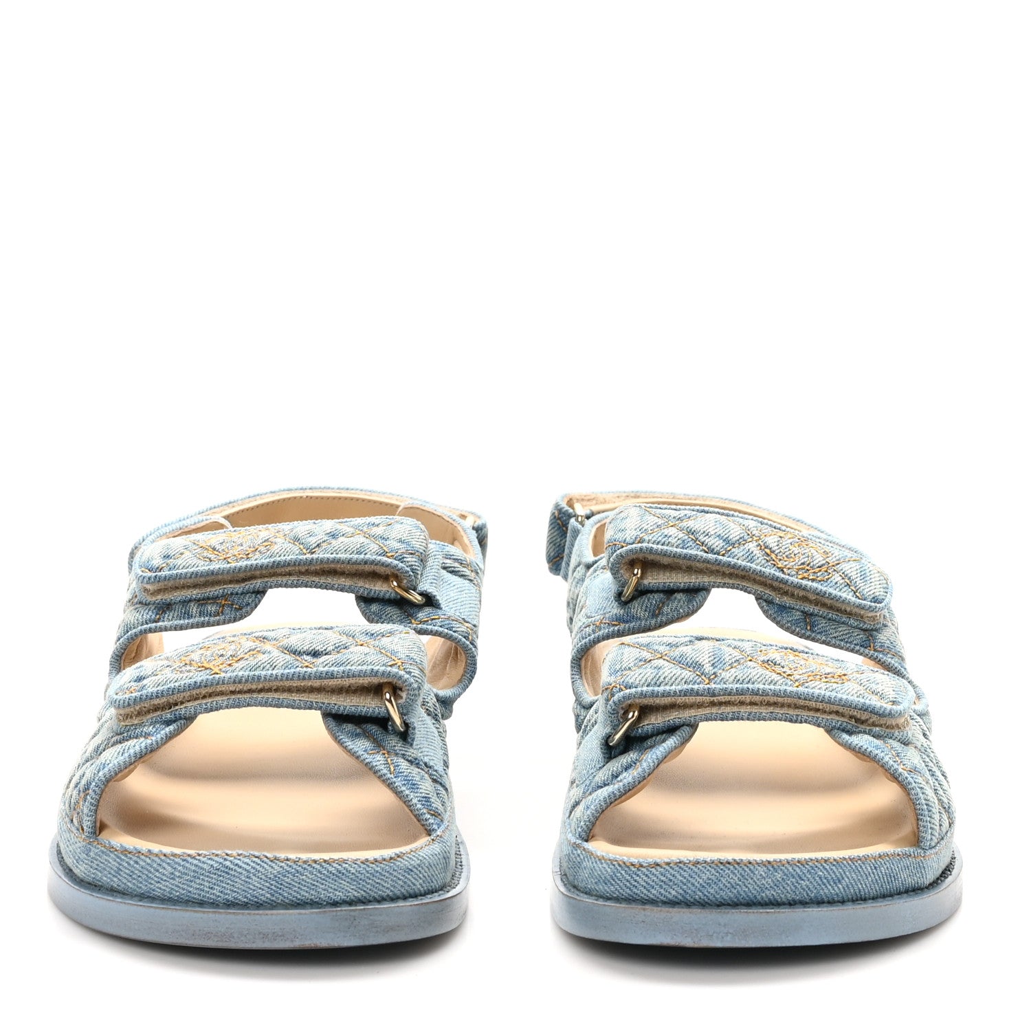 Chanel Denim Quilted Dad Sandals 40 Blue 3 of 10