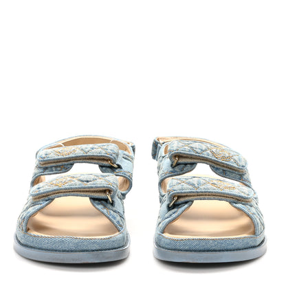 Chanel Denim Quilted Dad Sandals 40 Blue 3 of 10