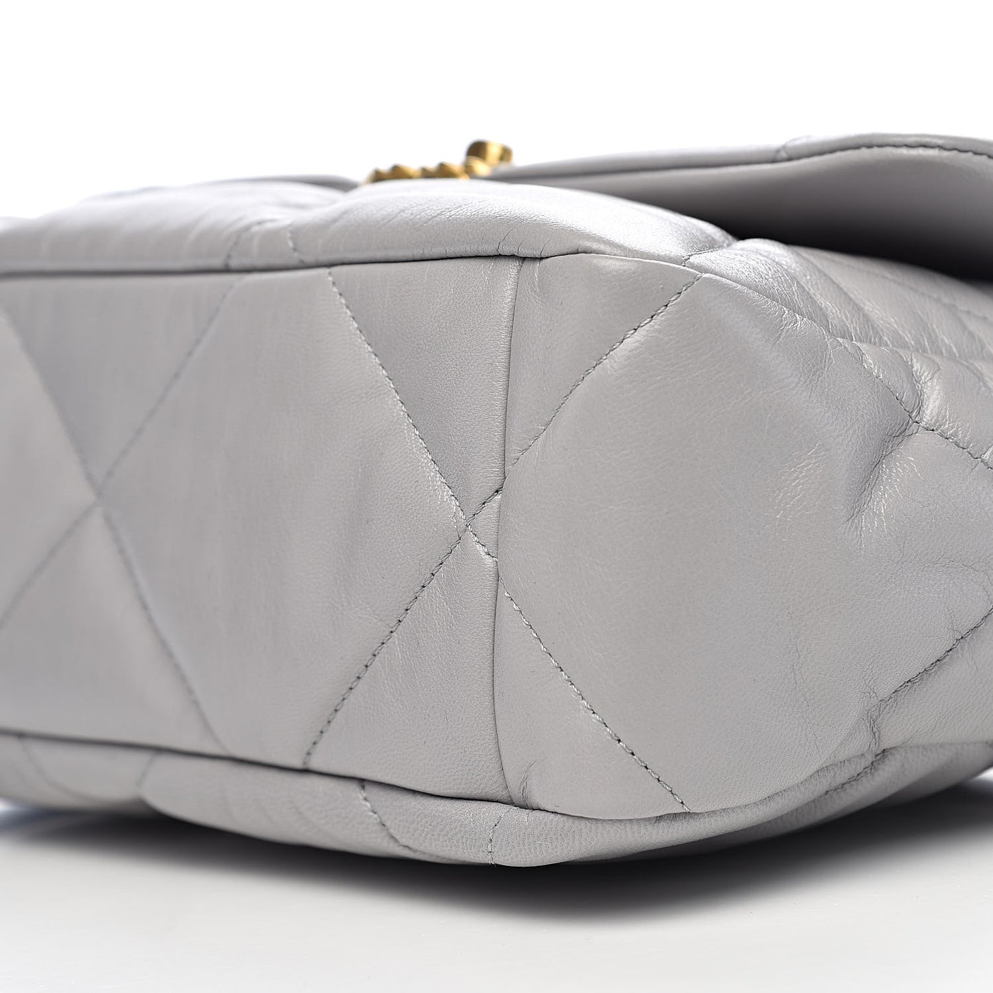 Goatskin Quilted Large 19 Flap Grey