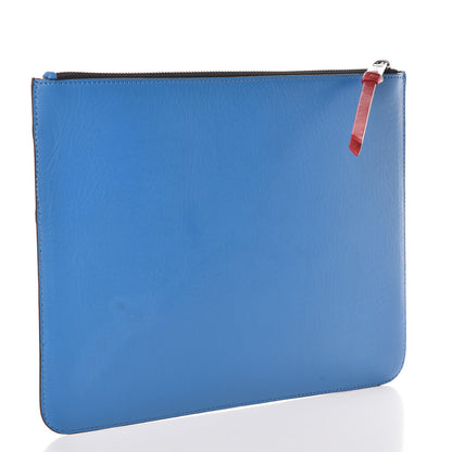 Givenchy Calfskin Logo Stripe Large Zip Pouch Electric Blue White 3 of 6