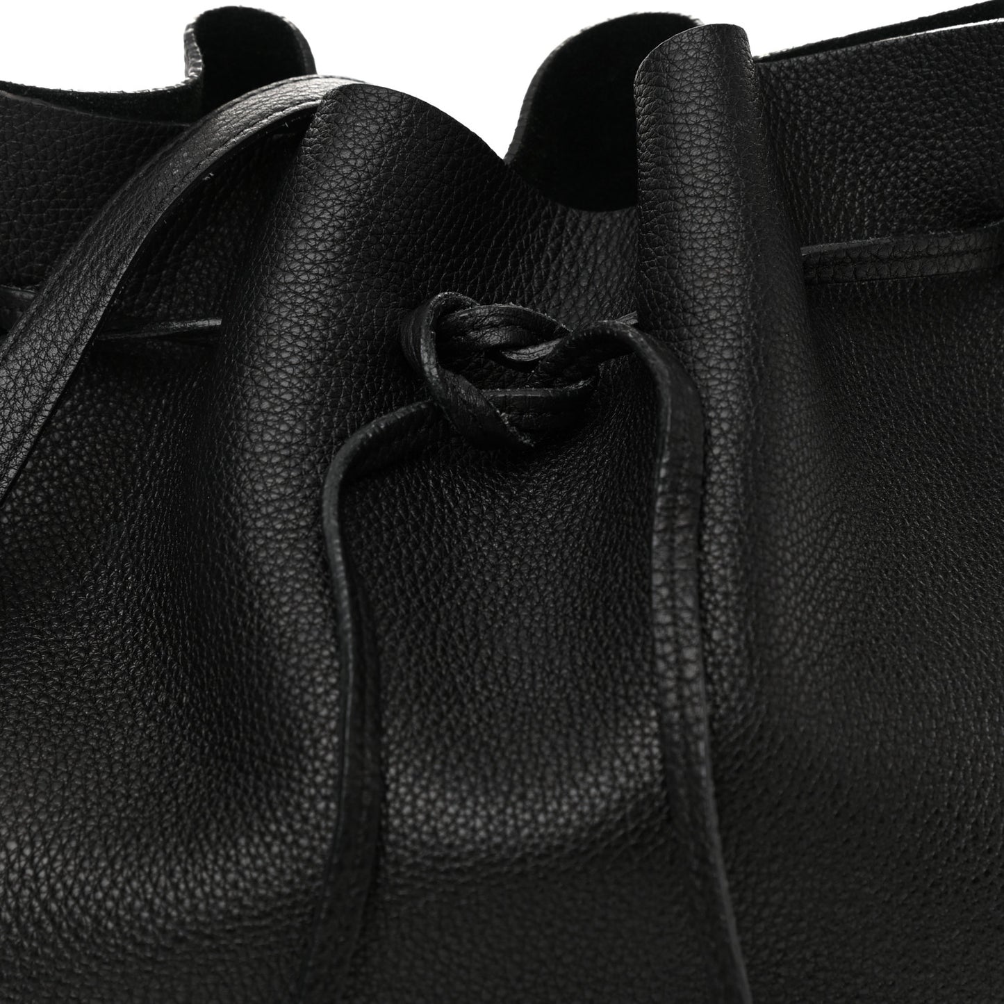 Tumbled Calfskin Bucket Bag Black