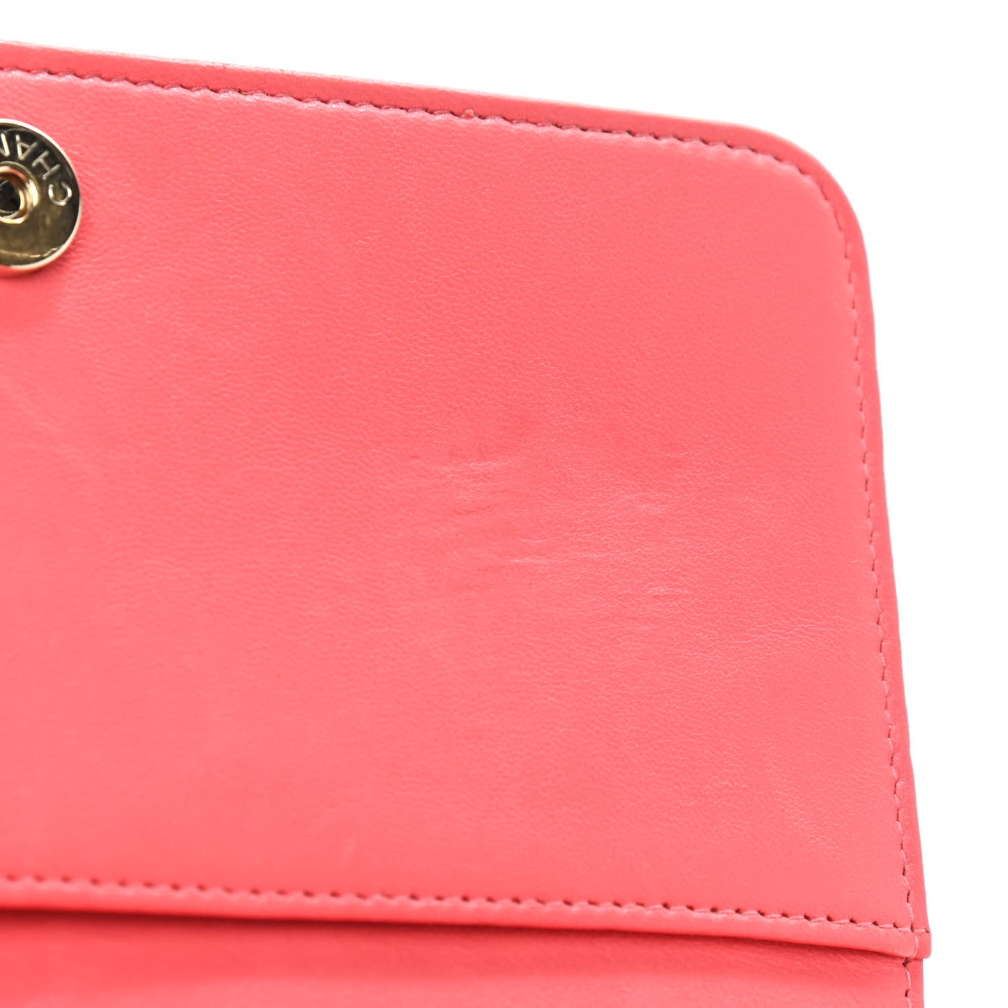 Lambskin Chevron Quilted Boy Wallet On Chain WOC Pink