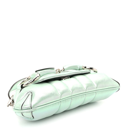 Gucci Iridescent Nappa Vertical Matelasse Small Maxi Horsebit Chain Shoulder Bag Iridescent Salvy Green 4 of 10