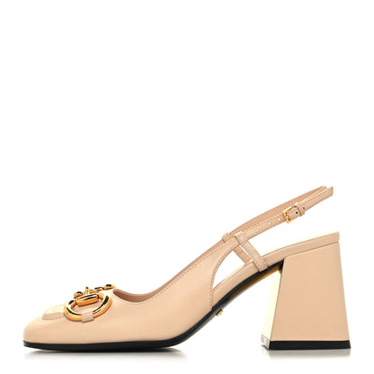 Gucci Malaga Kid Horsebit 75mm Slingback Pumps 35.5 Skin Rose 1 of 8