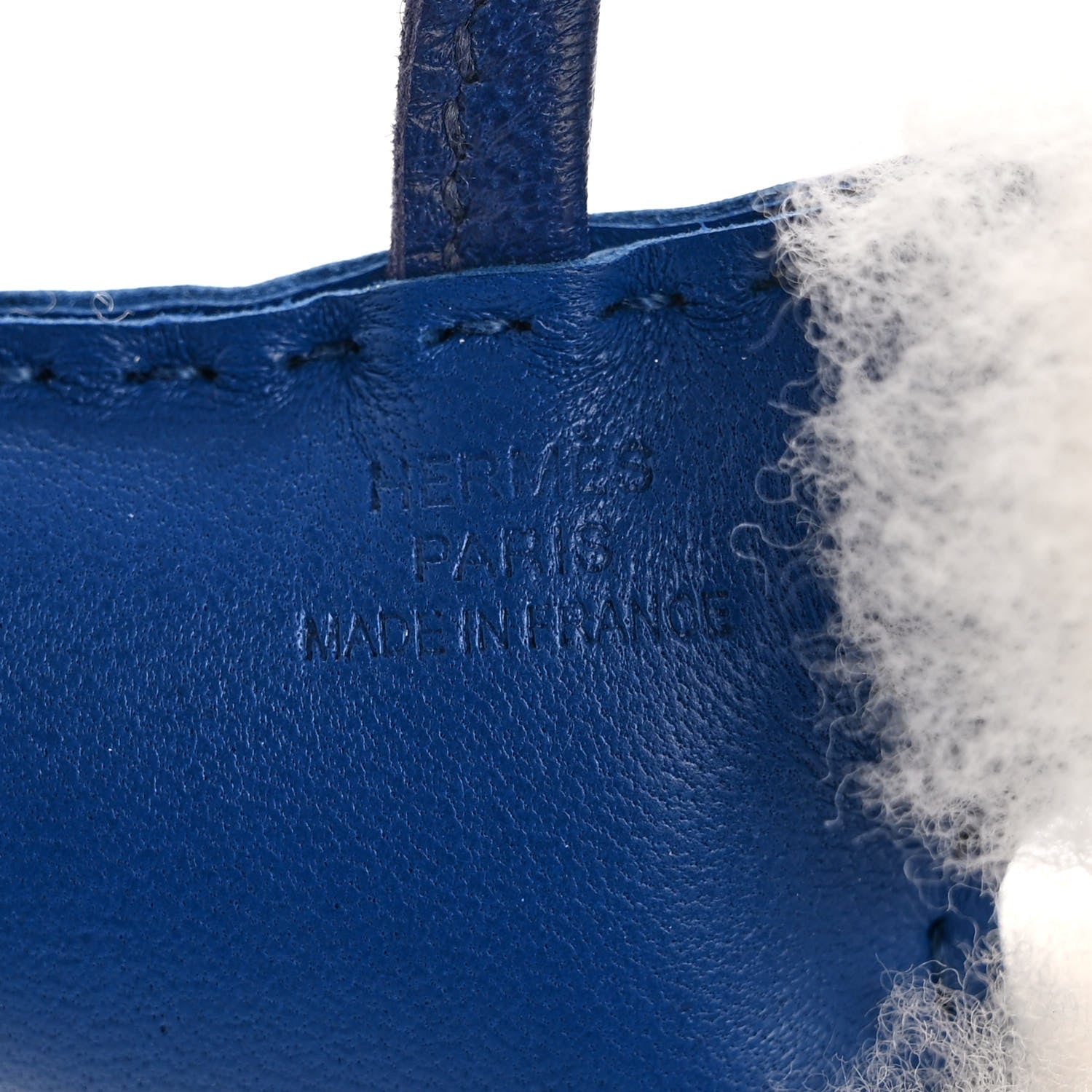 Hermes Milo Lambskin Shearling Budy Charm Bleu France Bleu Saphir 3 of 5