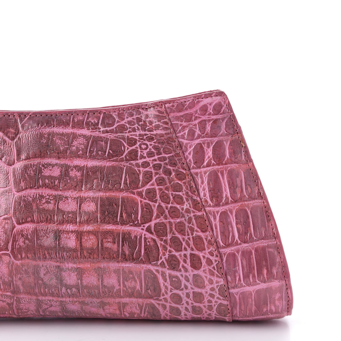 Metallic Crocodile Clutch Pink