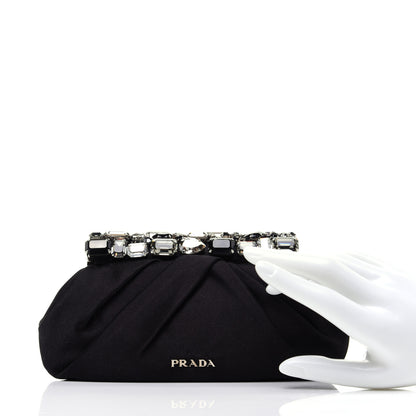 Prada Satin Stones Clutch Black 2 of 12
