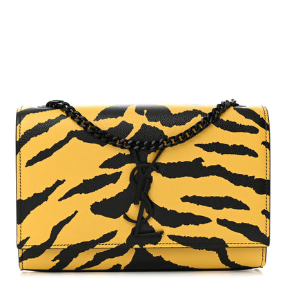 Saint Laurent Grain De Poudre Zebra Print Small Classic Monogram Kate Satchel Yellow 1 of 10