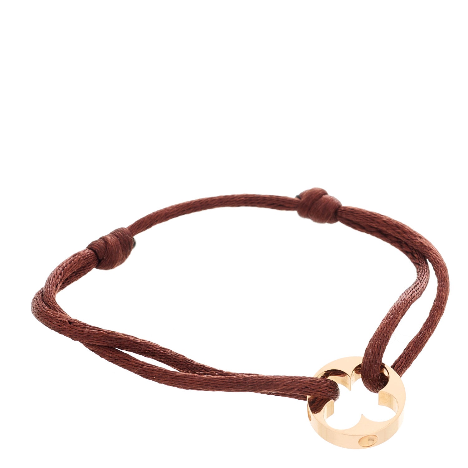 Louis Vuitton 18K Pink Gold Empreinte Adjustable Cord Bracelet Brown 1 of 4