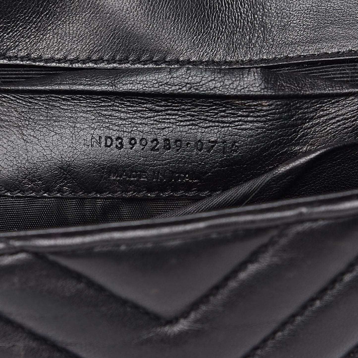 Grained Calfskin Matelasse Chevron Monogram Classic Baby Chain Bag Black