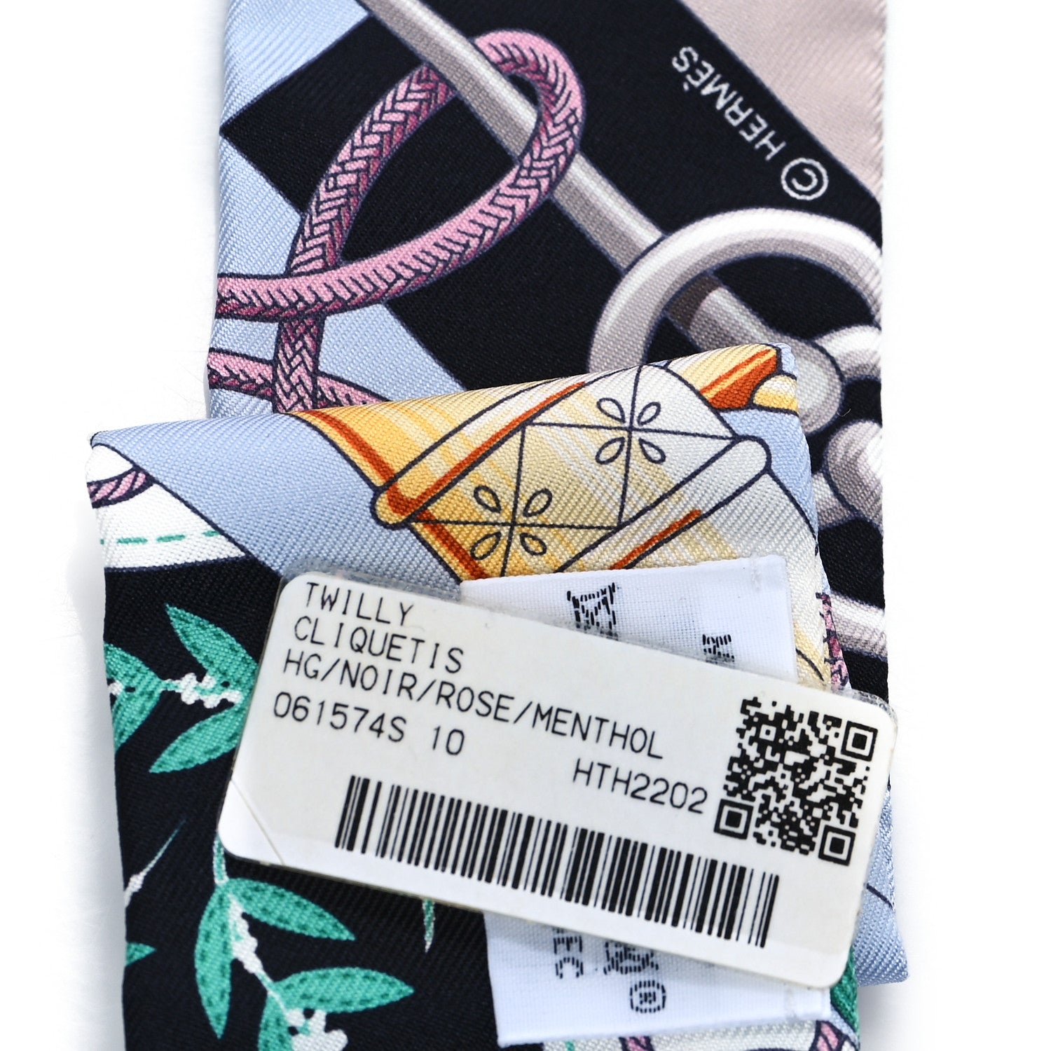 Hermes Silk Cliquetis Twilly Black Rose Menthol 3 of 3