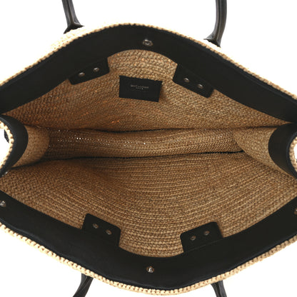 Saint Laurent Raffia Calfskin Rive Gauche Tote Naturale Black 6 of 12